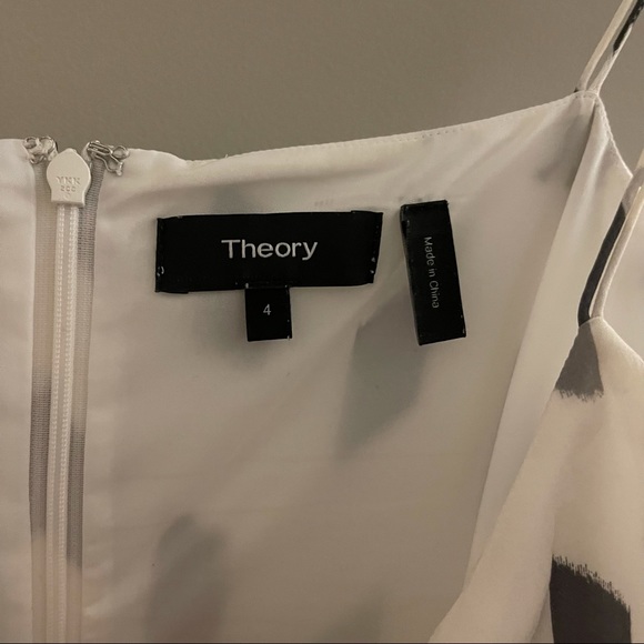 THEORY Double Strap Slip Dress  BRUSH PRINT GREY MULTI size 4 - Picture 5 of 7